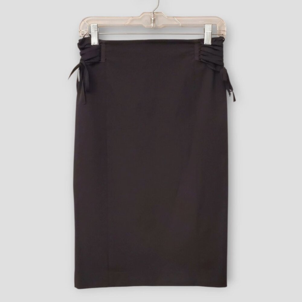MNG Mango Slimming Black Pencil Skirt Lace Up High Waist Stretch | Size 4